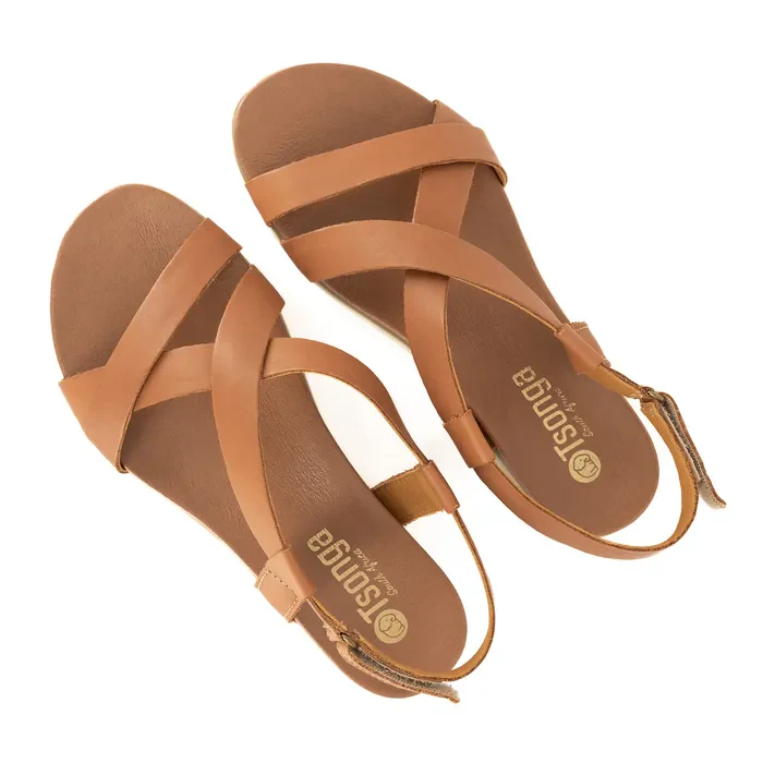 Sadani : Ladies Leather Sandal in Hazel - Image 5