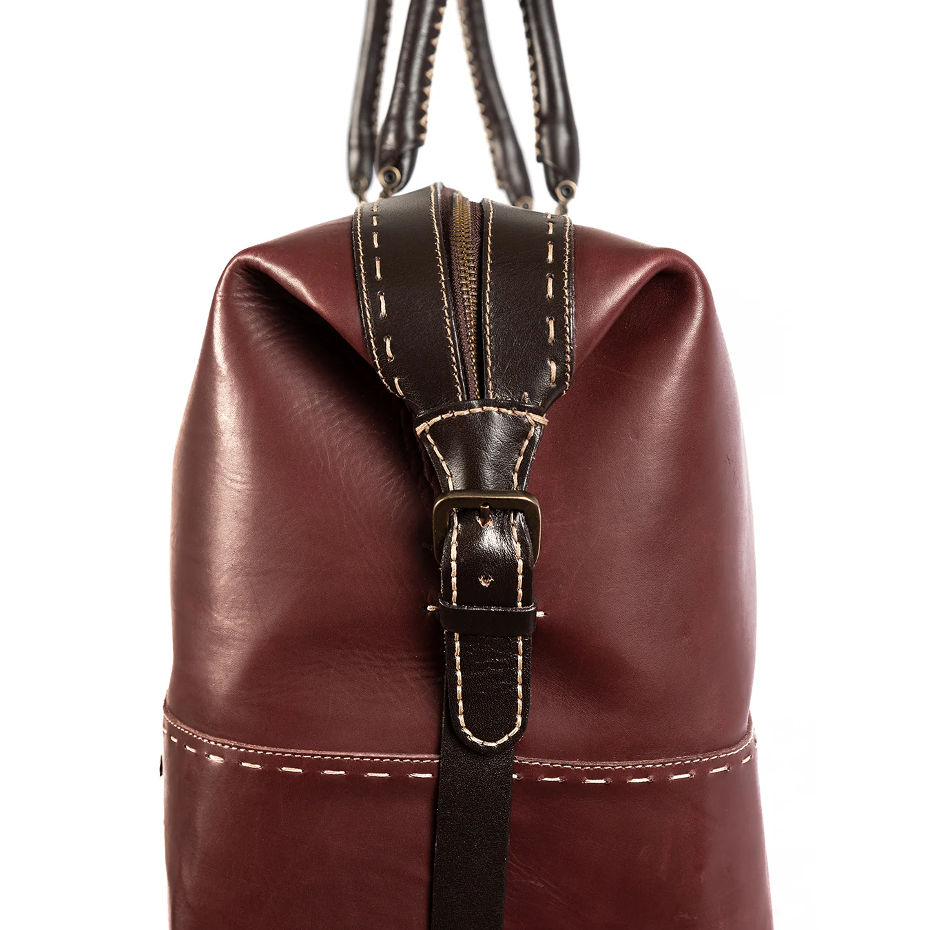 Sechaba : Leather Travel Bag in Raisin Relaxa - Image 6