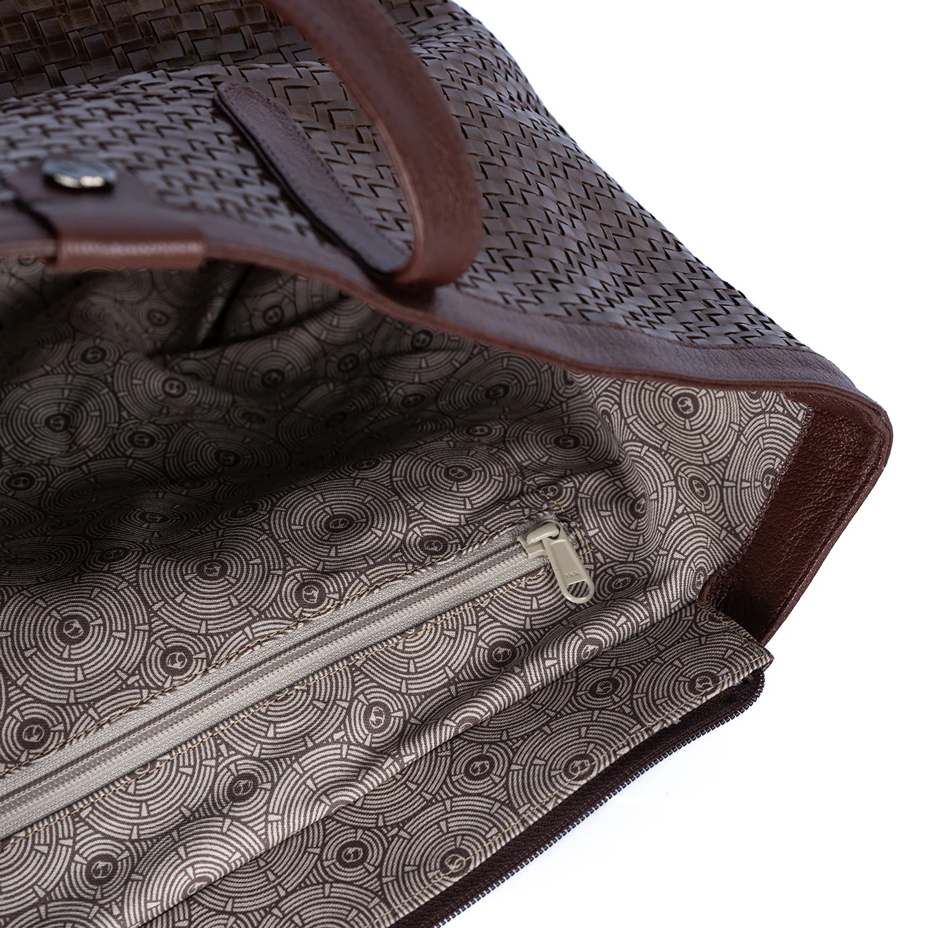 Simkhethi : Ladies Woven Leather Shopper Handbag in Choc Seneca & Cafe Cayak - Image 10