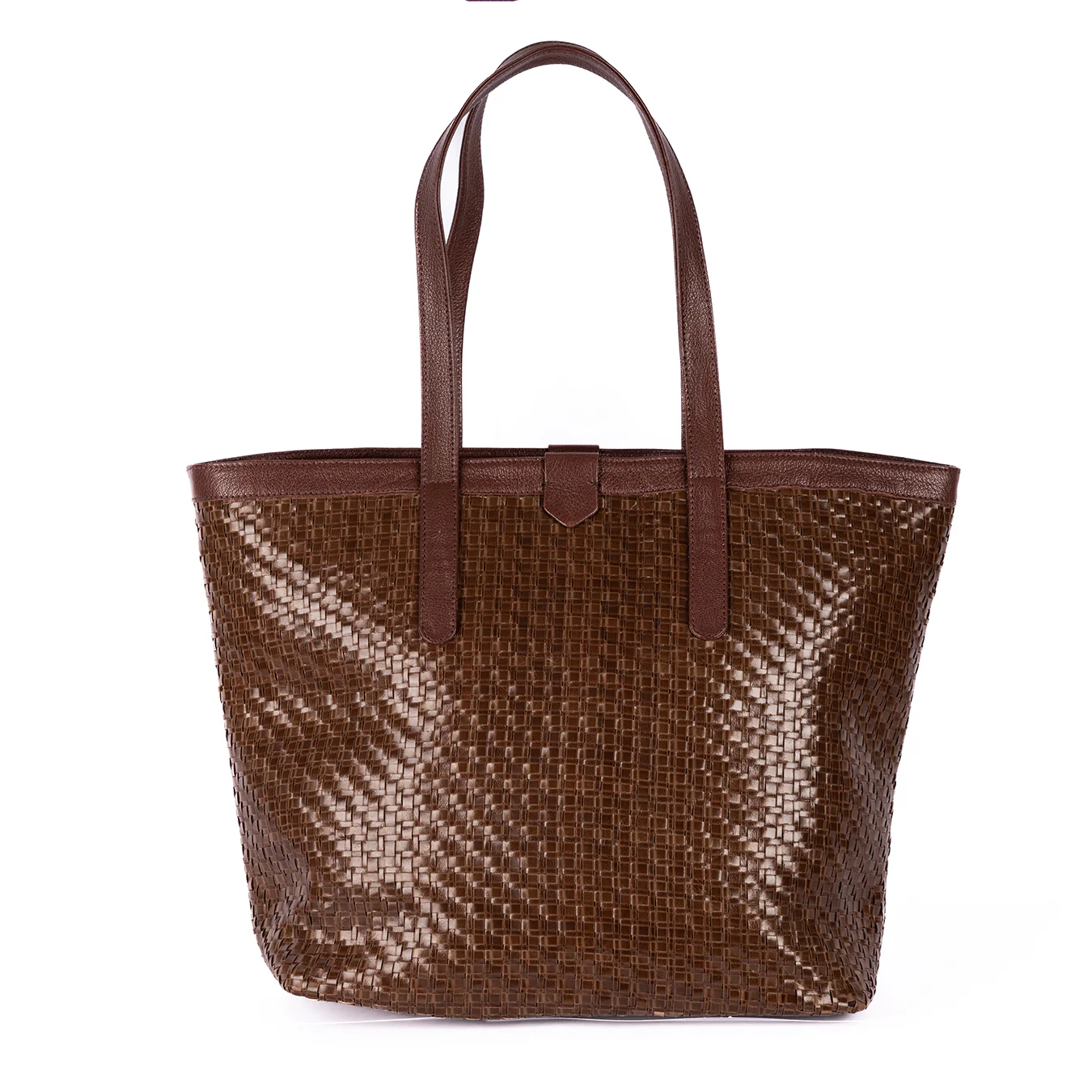 Simkhethi : Ladies Woven Leather Shopper Handbag in Choc Seneca & Cafe Cayak - Image 6