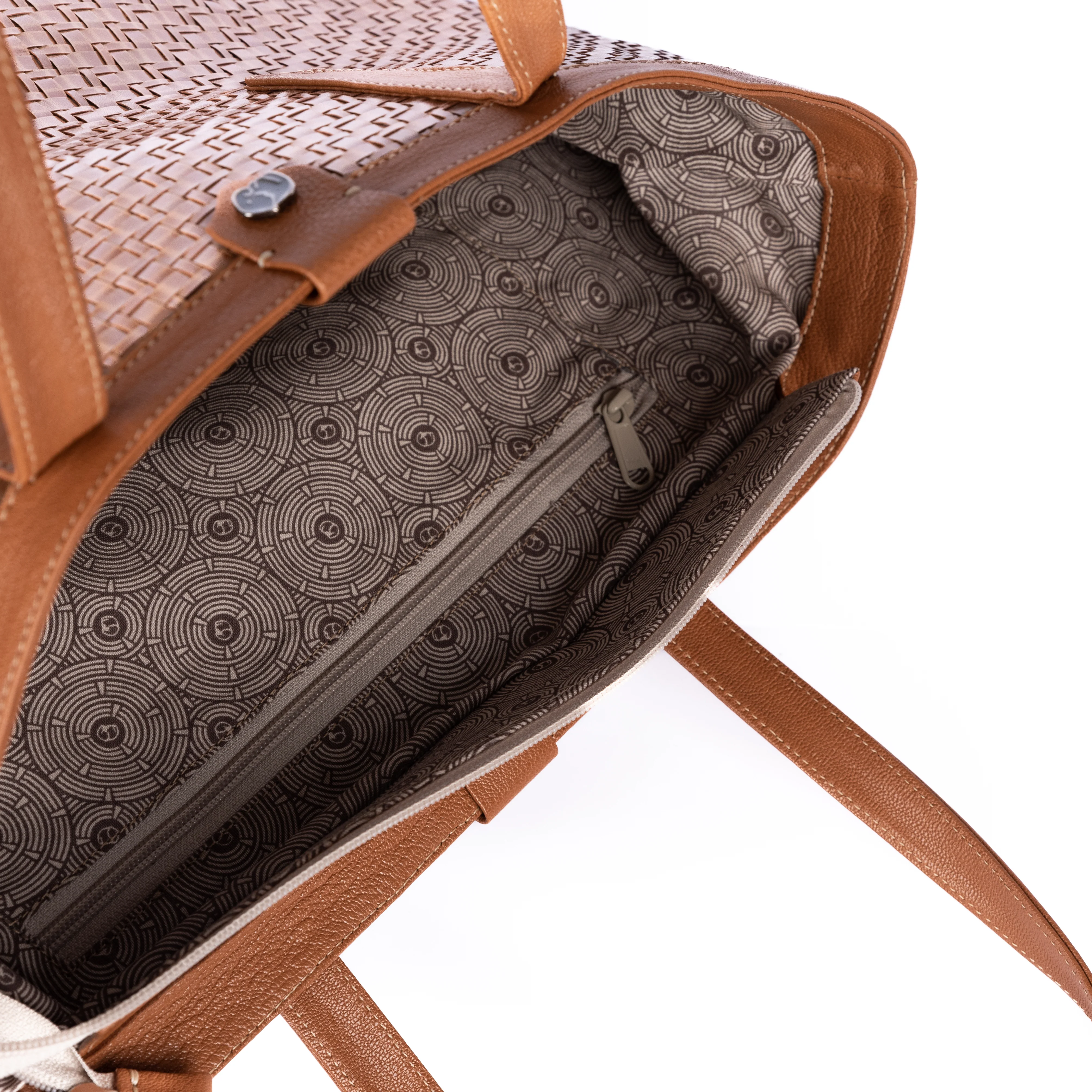 Simkhethi : Ladies Woven Leather Shopper Handbag in Cognac Seneca & Oak Cayak - Image 9