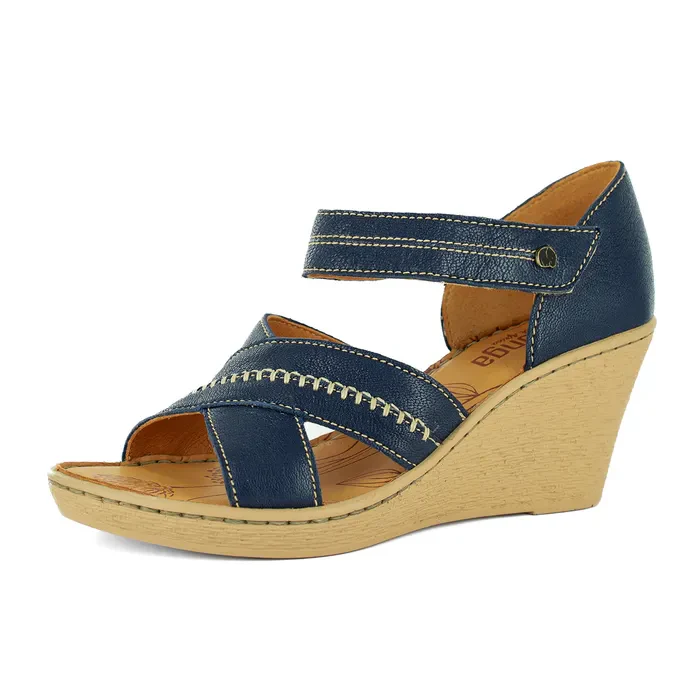 Tangier : Ladies Leather High-Heel Sandal in Marine - Image 3