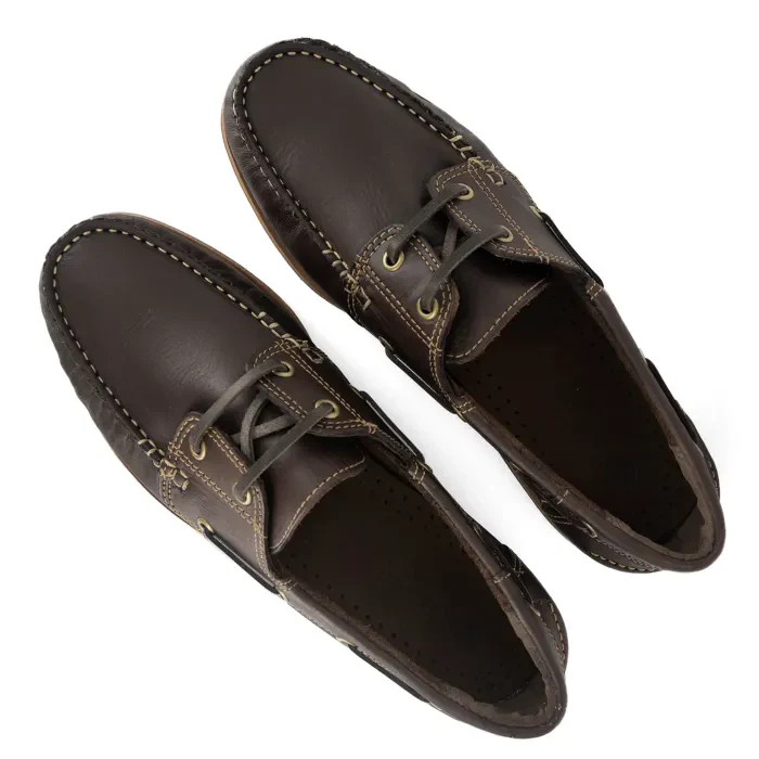 Thami : Mens Leather Boat Shoe in Choc Rodeo - Image 4