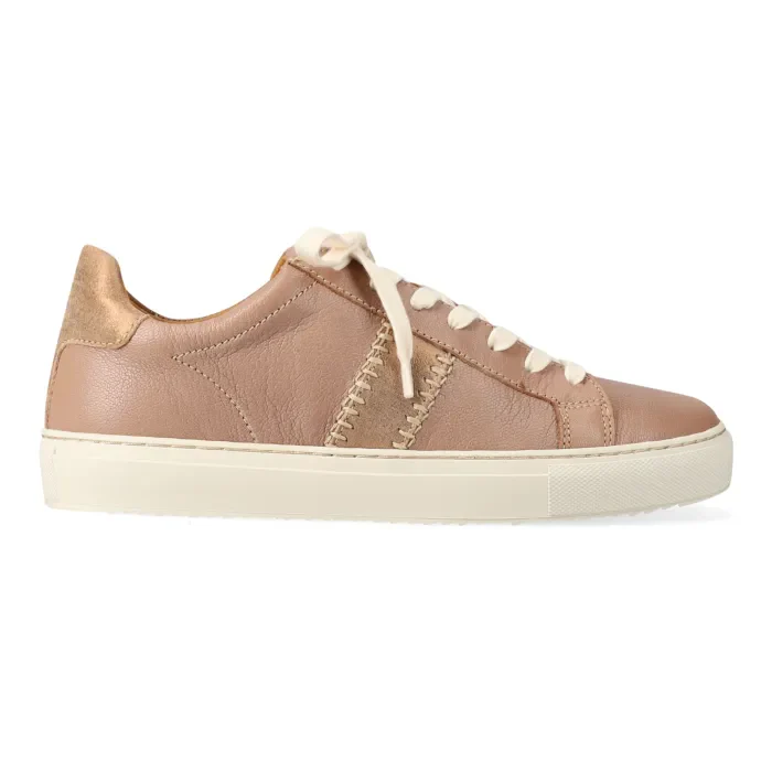 Tripoli : Ladies Leather Sneaker in Timber & Beige - Image 3