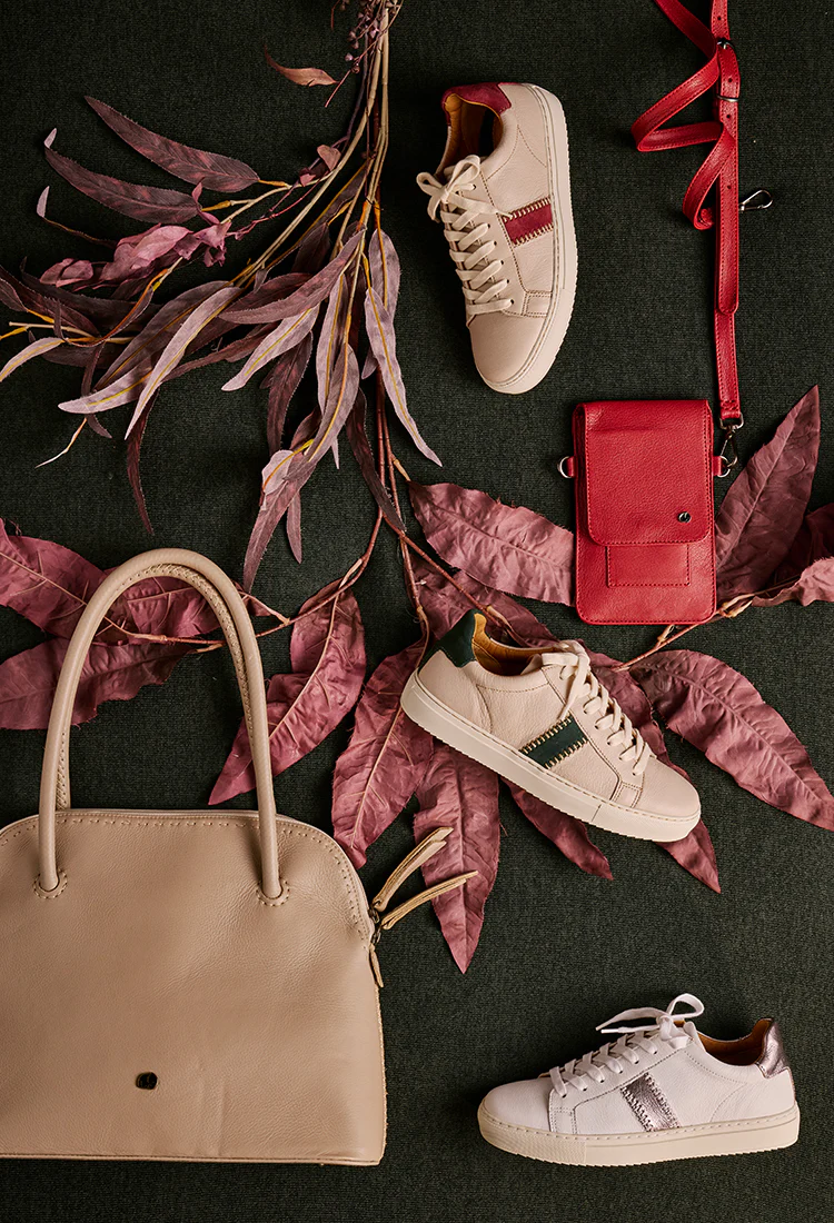Tripoli : Ladies Leather Sneaker in White & Blush - Image 2