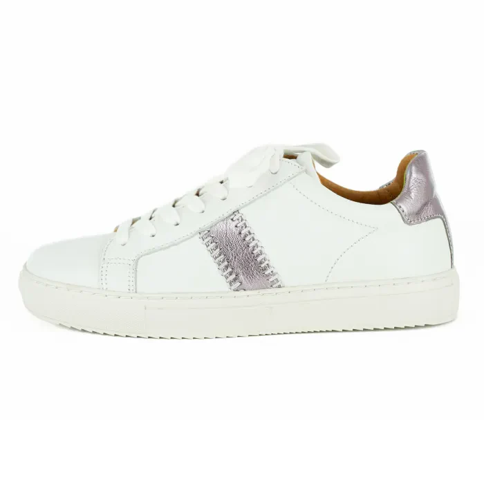 Tripoli : Ladies Leather Sneaker in White & Blush - Image 4