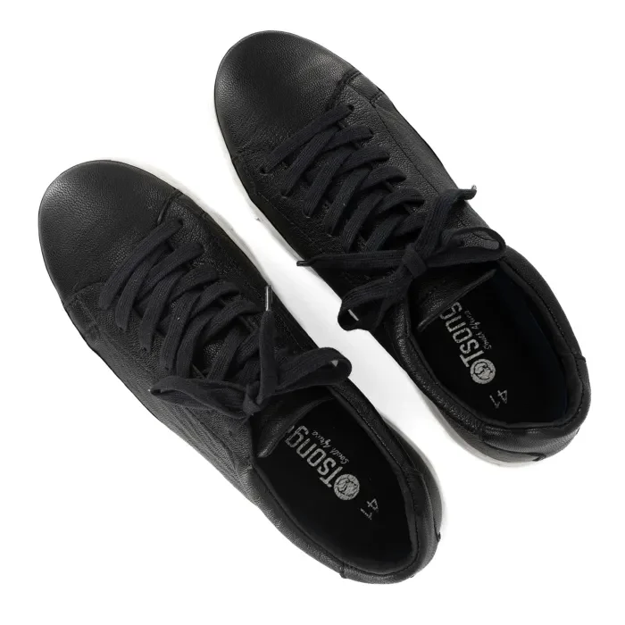 Tugela : Mens Leather Sneaker in Black Cayak - Image 5