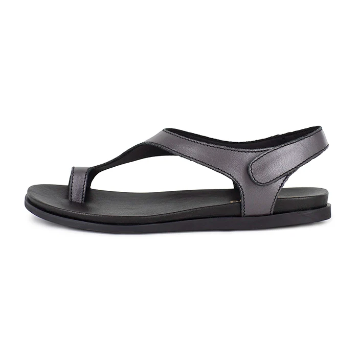 Ukumosa : Ladies Leather Sandal in Silver - Image 3