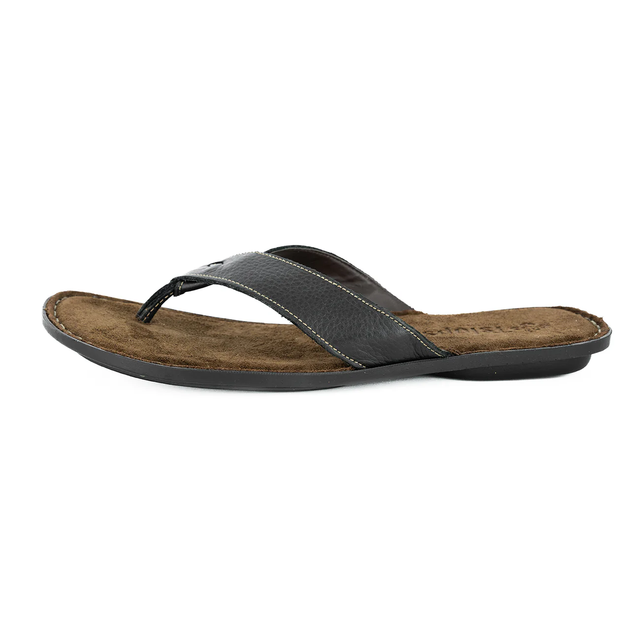 Umhlanga : Mens Leather Tslops Sandal in Black Natan - Image 3