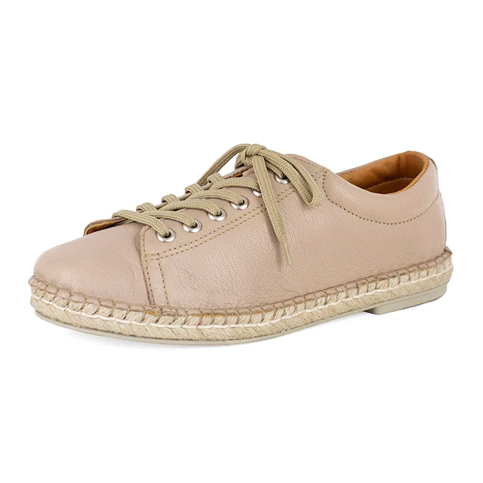 Yebo : Ladies Leather Espadrille Sneaker in Mantega - Image 2