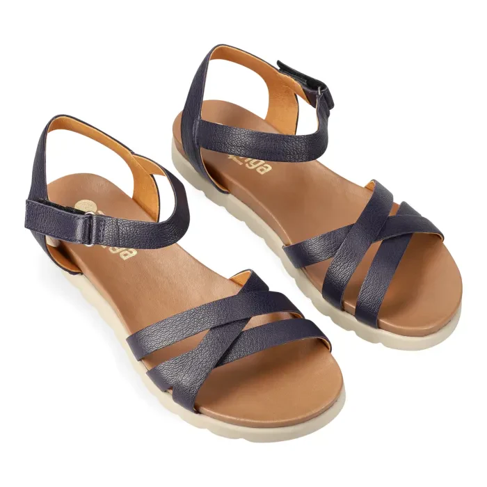 Zigoduka : Ladies Leather Sandal in Marine