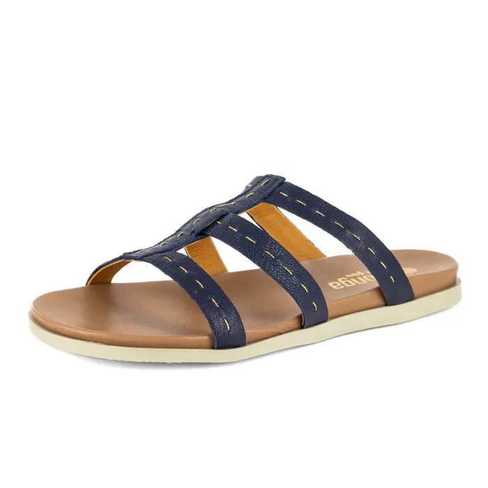 Zuwarah : Ladies Leather Sandal in Marine - Image 3