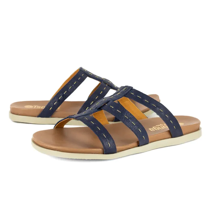 Zuwarah : Ladies Leather Sandal in Marine - Image 5